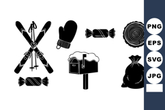 Winter Sports Holiday Black Silhouette Icons Collection Product Image 1