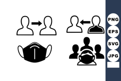 Social Distancing and Face Mask Icons for Safety Product Image 1