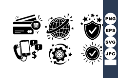 Black Icons Set Digital Security Global Technology Product Image 1