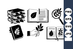 Vintage Botanical Books and Leaf Illustrations Product Image 1