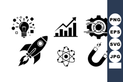 Business Growth Innovation Icons Set with Rocket Product Image 1
