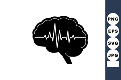 Brain with Heartbeat Pulse Line Vector Illustration Product Image 1
