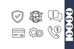 Security Shield Global Network Chat Credit Card Icons Vector Product Image 1