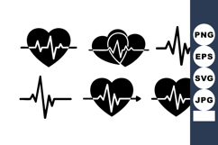 Heartbeat Wave Pulse Icons Vector Set Illustration Product Image 1