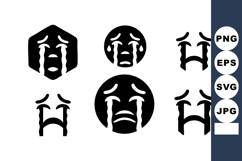 Sad Crying Face Emoticons Black Silhouettes Product Image 1