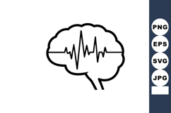 Brain Heartbeat Pulse Line Vector Illustration Product Image 1