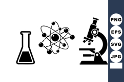 Laboratory Flask Atom Model And Microscope Vector Illustrati Product Image 1