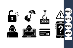 Cybersecurity And Hacking Icons Vector Set Product Image 1