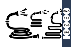Black Garden Hose Icons With Water Spray Nozzle Product Image 1
