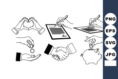 Hand Gestures Heart Contract Signing Coin Saving Product Image 1