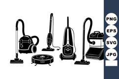 Black Vacuum Cleaner Silhouettes Vector Art Product Image 1