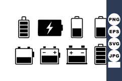 Battery Charge Level Icons Vector Set Illustration Product Image 1