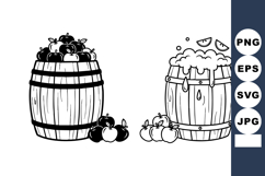Wooden Barrel With Apples And Frothy Cider Vector Product Image 1