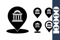 Bank Location Pin Icon Set Vector Illustration Product Image 1