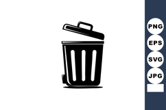 Minimalist Black Trash Bin With Open Lid Vector Illustration Product Image 1