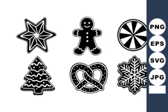 Christmas Holiday Black White Cookie Icons Vector Product Image 1