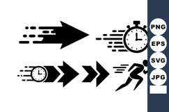 Speed and Time Concept Icons Running Figure Arrows Product Image 1
