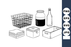 Household Storage Containers Baskets Jars Towels Vector Product Image 1