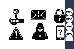 Cybersecurity Hacker Icons Password Email Set Product Image 1