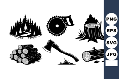 Forest Logging Icons Vector Illustration Set Product Image 1