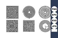 Black White Maze Labyrinth Designs Collection Product Image 1