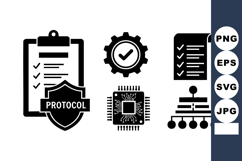 Protocol Checklist Gear Chip Flowchart Icons Product Image 1