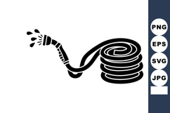 Black Silhouette Garden Hose Water Spray Vector Product Image 1
