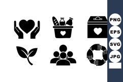 Charity Community Support Icons with Heart Hands Leaf Product Image 1