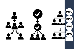 Organizational Hierarchy and Team Structure Icons Vector Ill Product Image 1