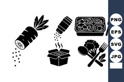 Black Silhouette Vegetable Food Icons Set Product Image 1