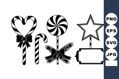 Christmas Candy Canes Star Sign Vector Illustration Product Image 1