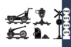 Vintage Railroad Tools and Equipment Vector Set Product Image 1