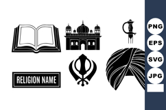 Sikhism Religion Symbols Turban Kirpan Illustration Product Image 1