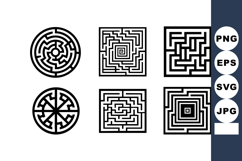 Set of Six Black White Maze Patterns Product Image 1