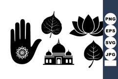 Spiritual Symbols Hand Lotus Flower Temple Silhouette Product Image 1