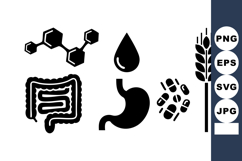 Digestive System Icons Pill Wheat Molecule Product Image 1