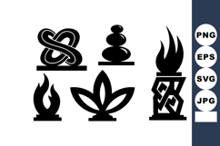 Abstract Black Silhouette Icon Set Vector Product Image 1