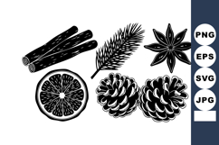 Black White Cinnamon Pine Vector Illustration Product Image 1