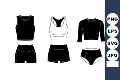 Black and White Womens Sportswear Tops Shorts Vector Product Image 1
