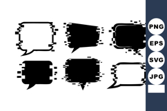 Pixelated Glitch Speech Bubbles Vector Set Illustration Product Image 1
