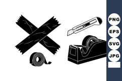Vector Illustration of Packing Tape Cutter and Rolls Product Image 1