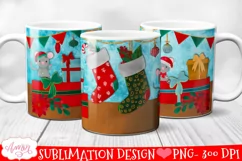 Christmas Stockings design for 11oz and 15oz mug sublimation Product Image 2
