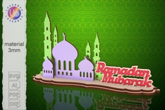 Ramadan Mubarak Mosque Table Sign SVG Product Image 1