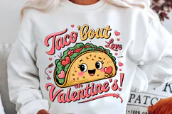 Taco Bout Love On Valentine’s! Sublimation PNG Design Product Image 1