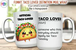 Funny Taco Lover Definition Mug Wrap, Mexican Food Lover Mug Product Image 1