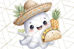 Taco Ghost Clipart PNG, Mexican Fiesta Clip Art Product Image 3