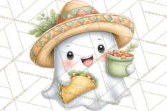Taco Ghost Clipart PNG, Mexican Fiesta Clip Art Product Image 3