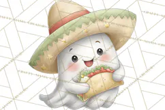 Taco Ghost Clipart PNG, Mexican Fiesta Clip Art Product Image 4