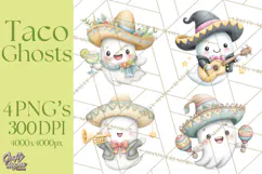 Taco Ghost Clipart PNG, Mexican Fiesta Clip Art Product Image 1