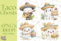 Taco Ghost Clipart PNG, Mexican Fiesta Clip Art Product Image 1
